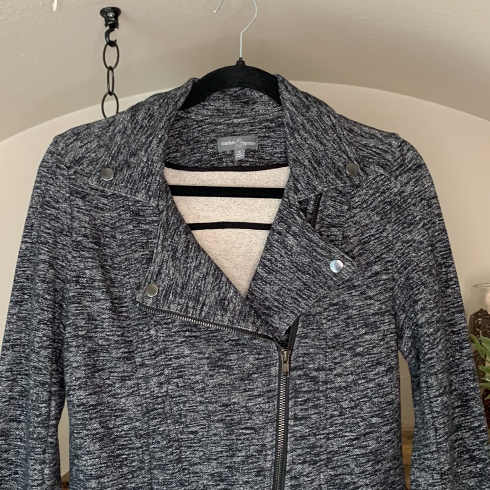 Market & Spruce Moto Jacket, marled navy, M - Picture 2 of 11